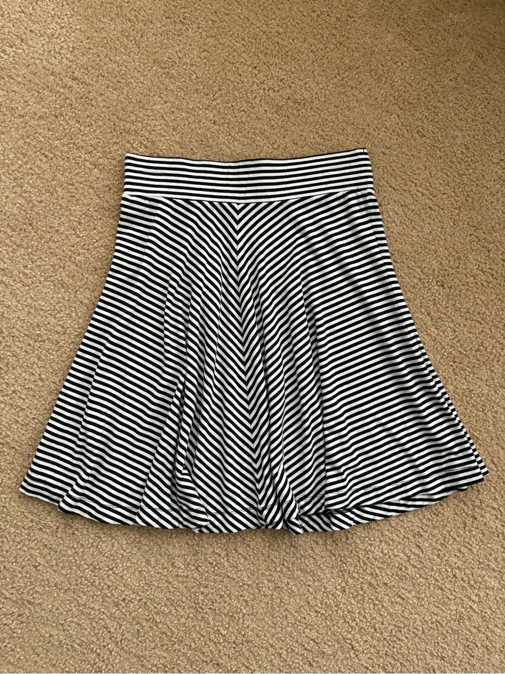 LOFT Black & White Striped Circle Skirt